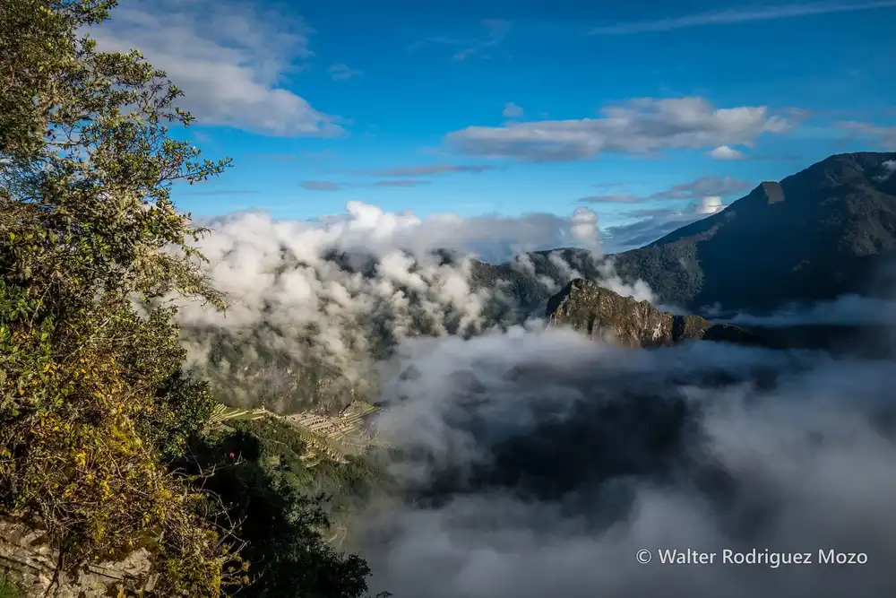 Morning clouds lifting off the valley below the citadel.
